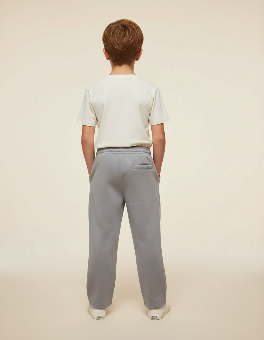 Pantalon Baggy Gris Ample Cordon Brodé Garçon - Molleton - vue 2