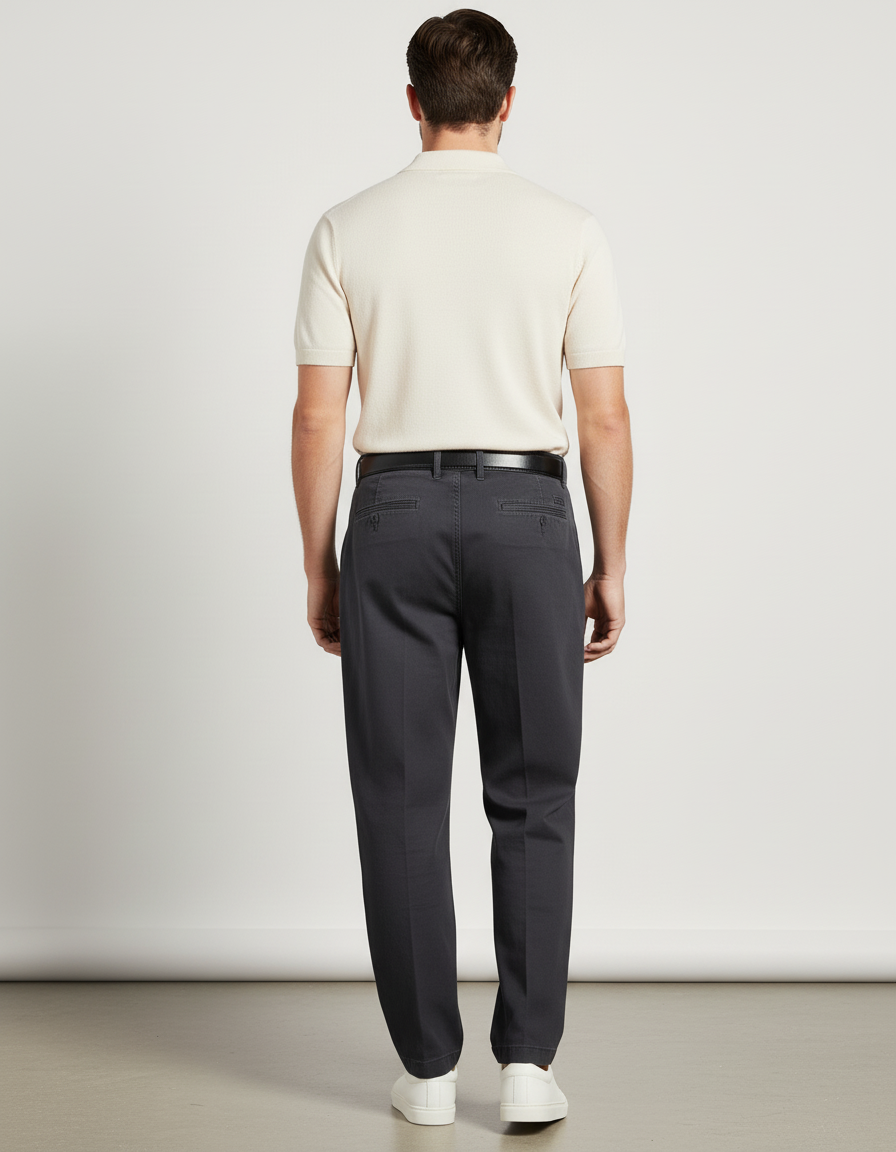 Pantalon Baggy Noir Plissé Coton Décontracté Homme - vue 2