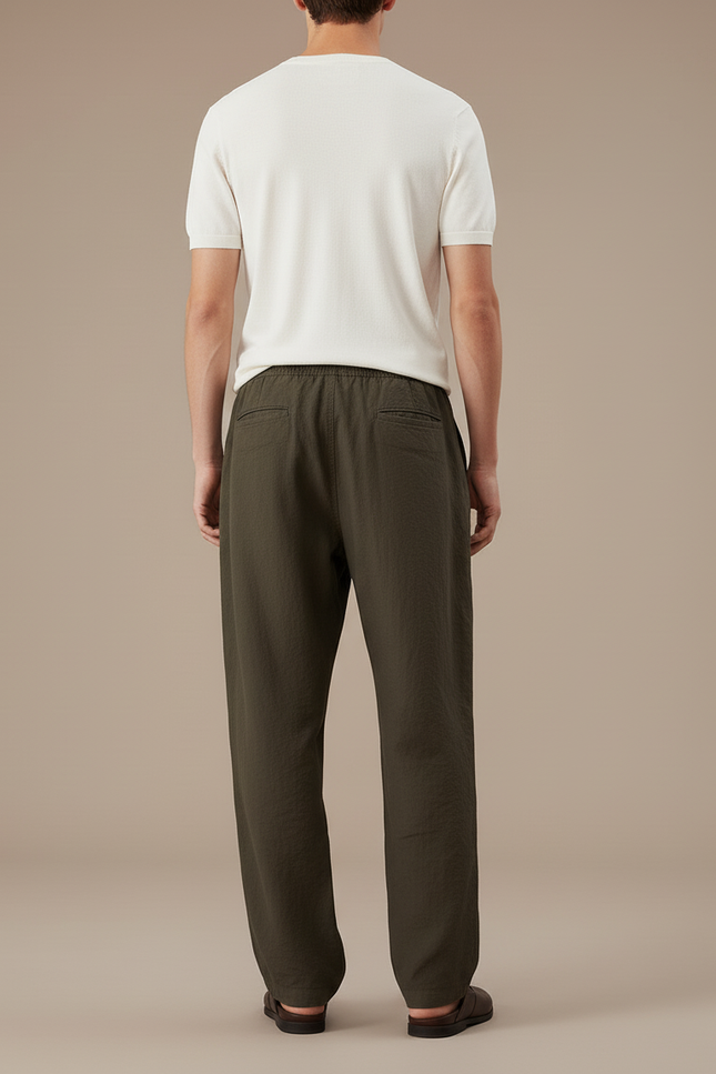 Pantalon Baggy Vert Olive Fluide Ample Décontracté - Kaki Lin - vue 2