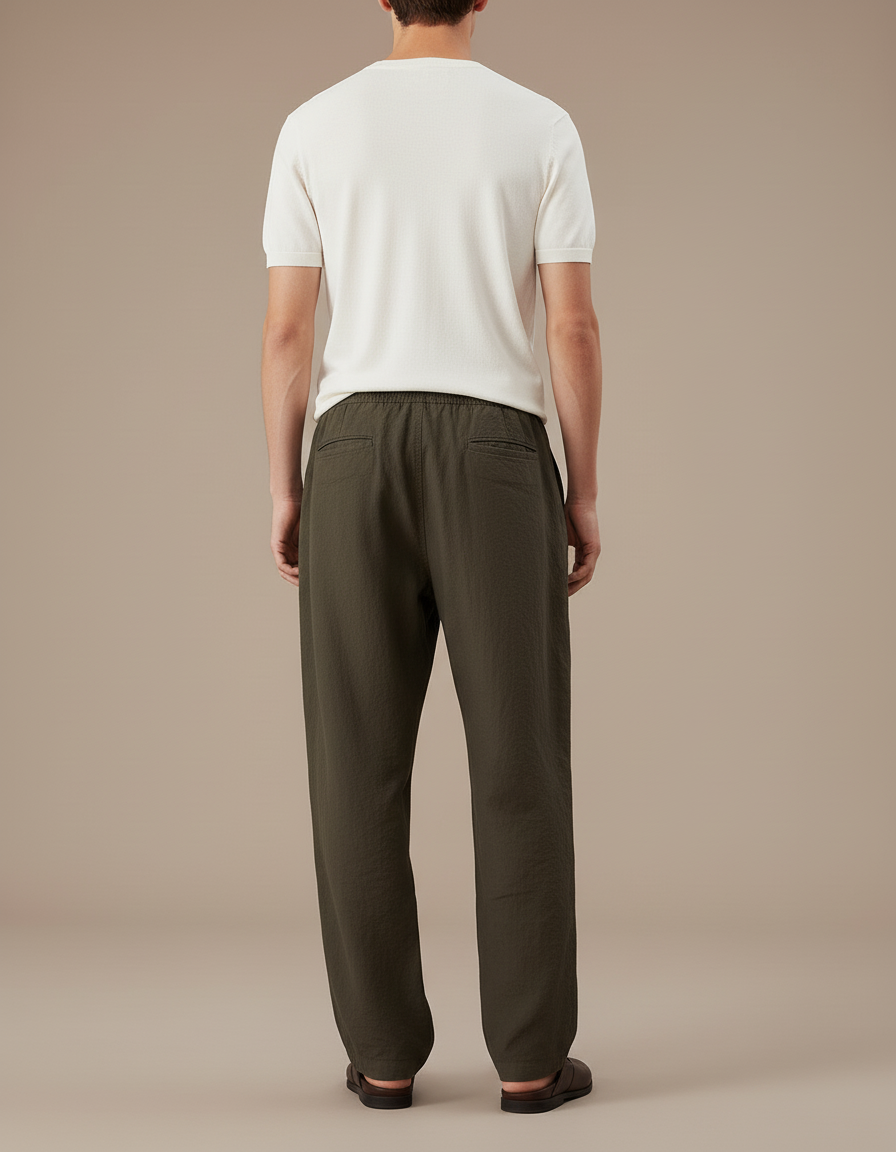 Pantalon Baggy Vert Olive Fluide Ample Décontracté - Kaki Lin - vue 2