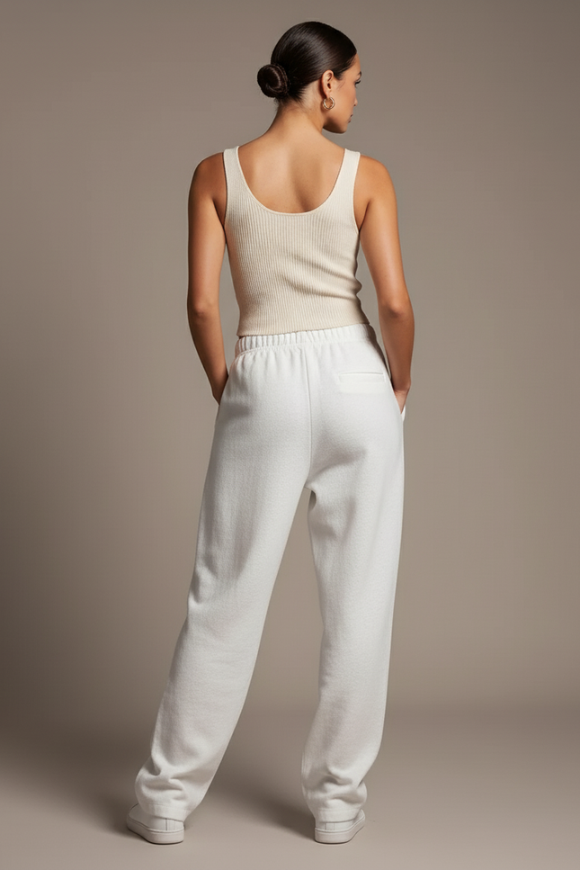 Pantalon Baggy Blanc Imprimé Ample Décontracté Femme - Molleton - vue 2