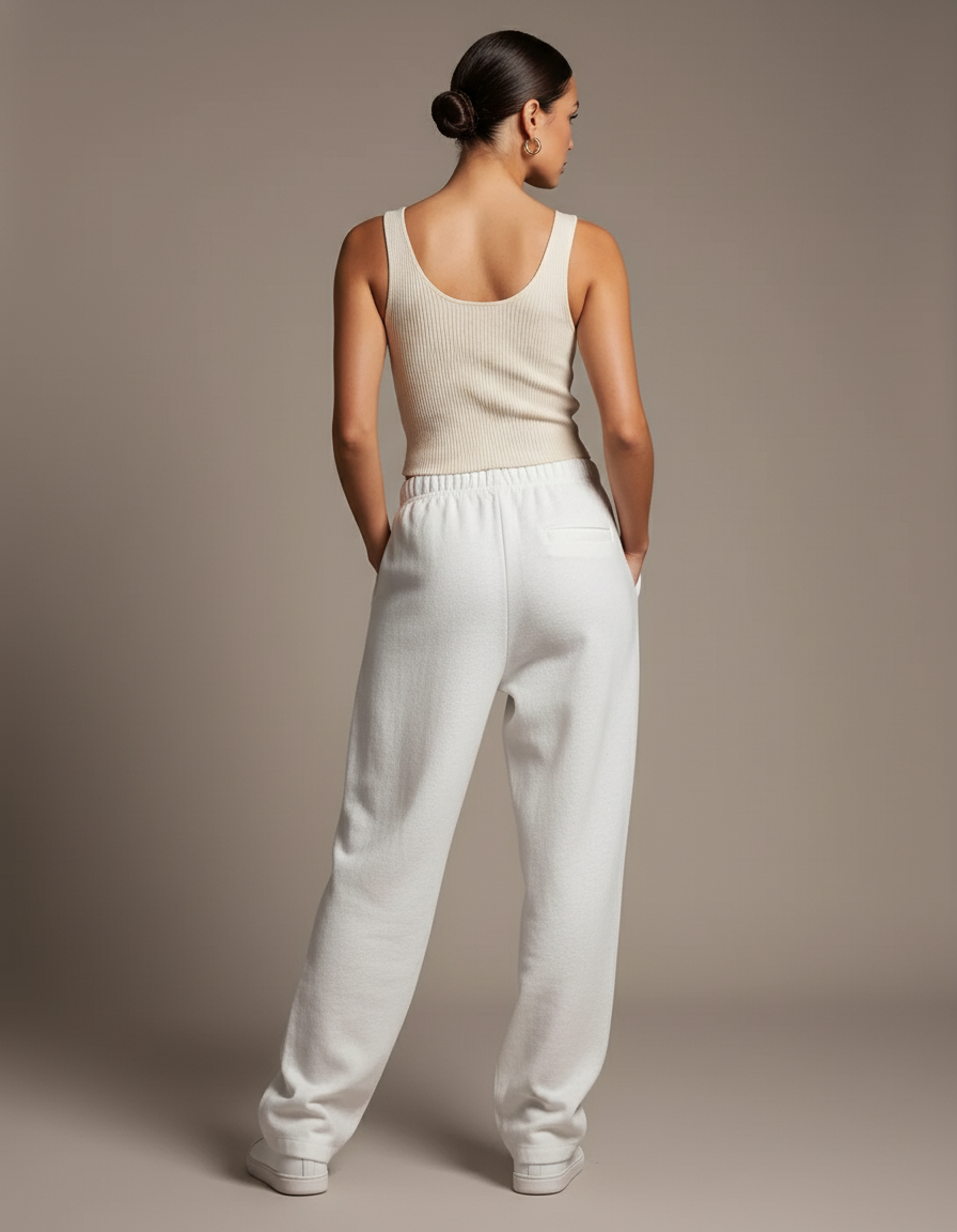Pantalon Baggy Blanc Imprimé Ample Décontracté Femme - Molleton - vue 2