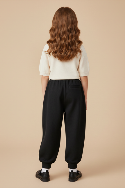 Pantalon Baggy Noir Cœurs Roses Ample Enfant - Molleton - vue 2