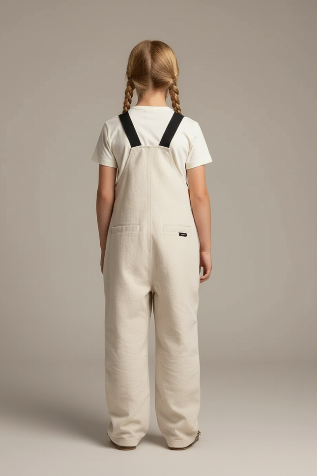 Pantalon Baggy Beige Enfant Bretelles Genoux Renforcés - Toile - vue 2
