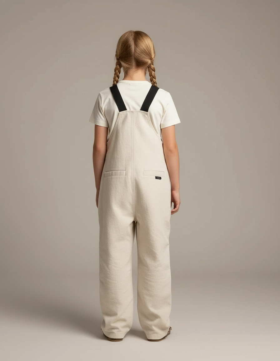 Pantalon Baggy Beige Enfant Bretelles Genoux Renforcés - Toile - vue 2