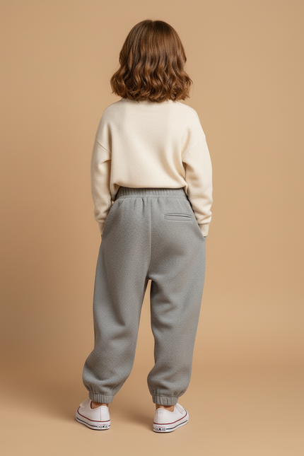 Pantalon Baggy Gris Texturé Ample Confortable Fille - Maille - vue 2