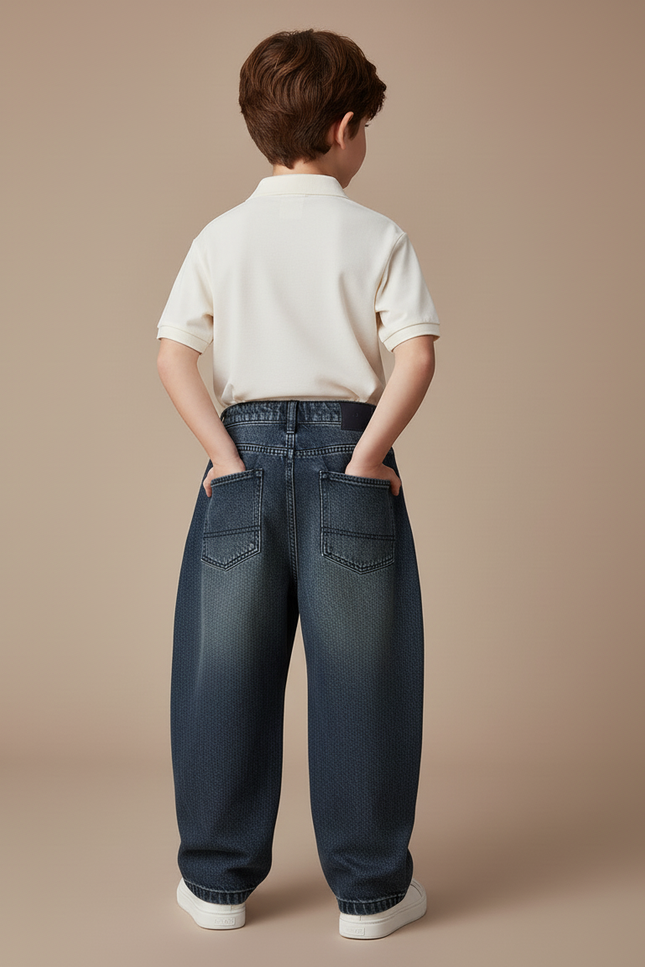 Pantalon Baggy Garçon Bleu Marine Parachute - Jean - vue 2