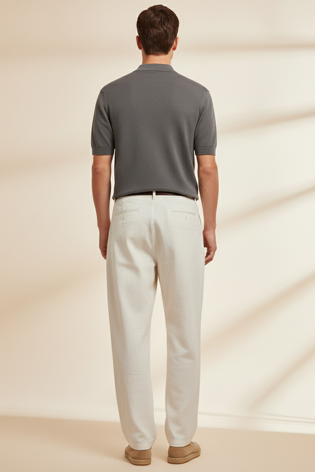 Pantalon Baggy Beige Lin Ample Décontracté Homme - vue 2