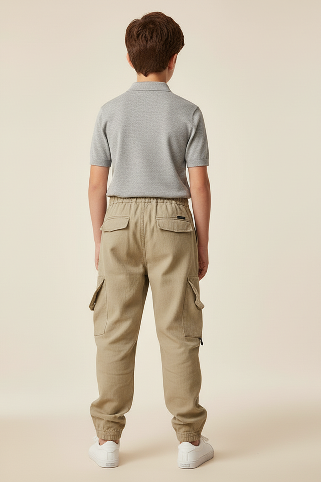 Pantalon Baggy Kaki Cargo Ample Coton Enfant Style Urbain - vue 2