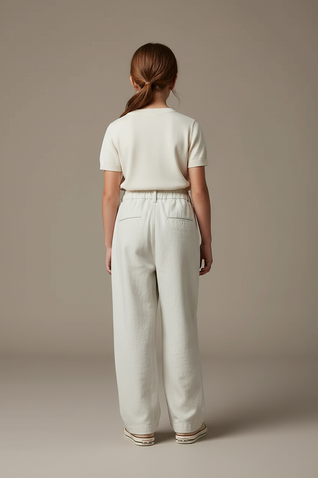 Pantalon Baggy Blanc Cassé Ample Décontracté Poches Zippées - Jean - vue 2