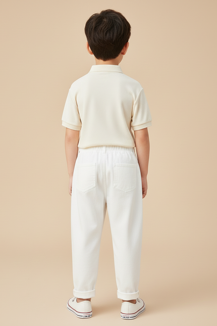 Pantalon Baggy Blanc Coton Ample Enfant Décontracté - vue 2