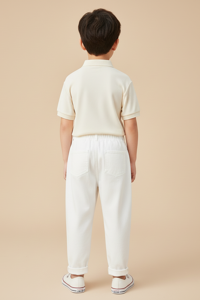 Pantalon Baggy Blanc Coton Ample Enfant Décontracté - vue 2
