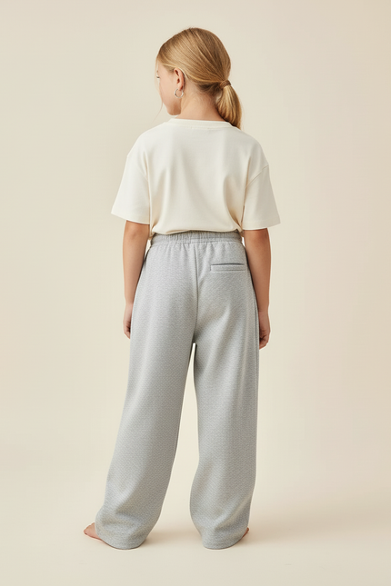 Pantalon Baggy Gris Élastique Droit Cordon Enfant - Molleton - vue 2
