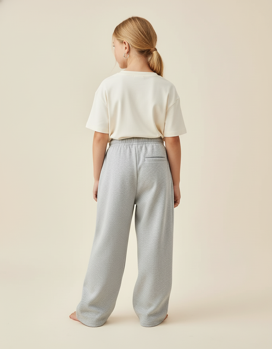Pantalon Baggy Gris Élastique Droit Cordon Enfant - Molleton - vue 2