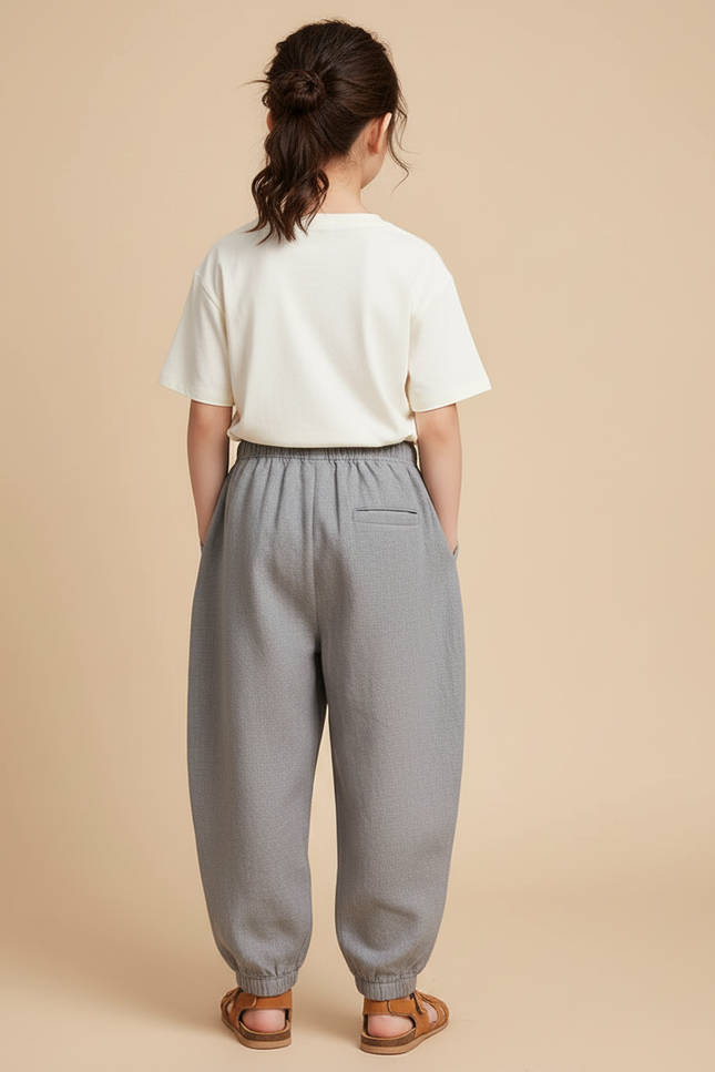 Pantalon Baggy Gris Ample Coton Enfant Confortable - vue 2