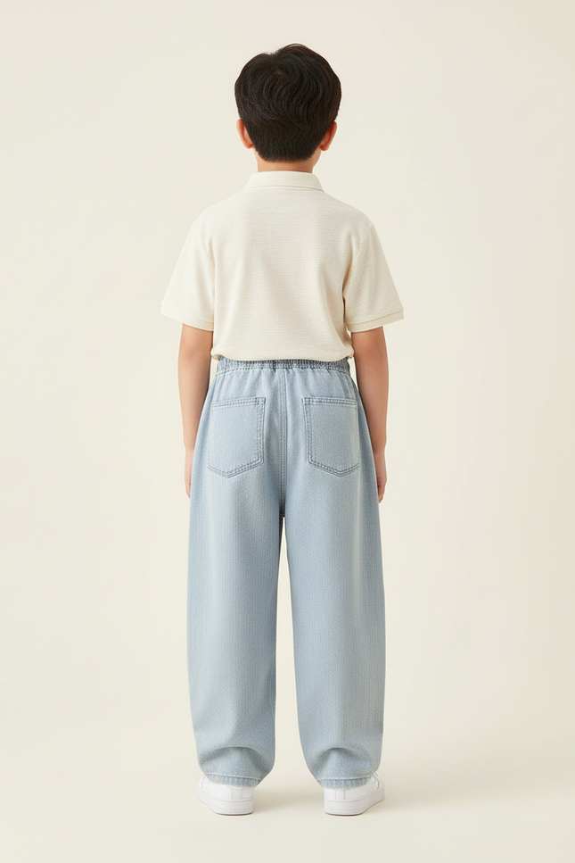 Pantalon Baggy Bleu Jean Ample Sport Décontracté - vue 2