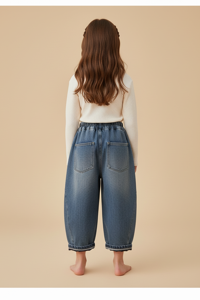 Pantalon Baggy Jean Bleu Ample Enfants Cargo - vue 2
