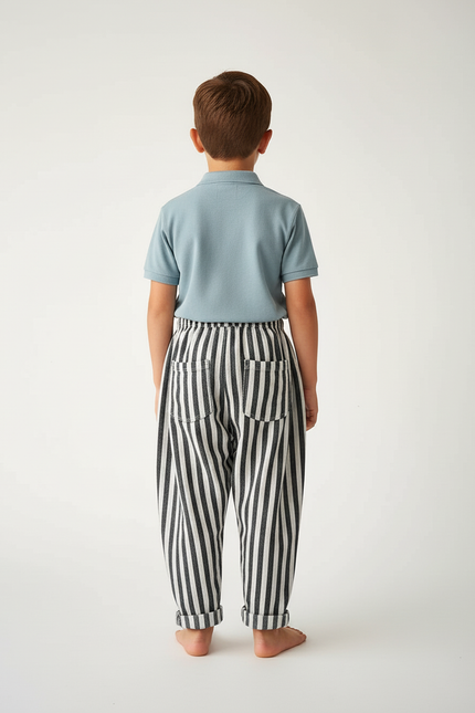 Pantalon Baggy Rayé Lin Coton Ample Enfant - Imprimé - vue 2