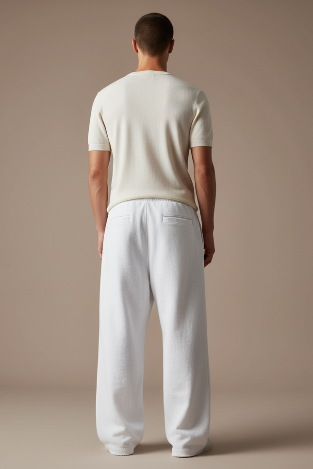 Pantalon Baggy Blanc Ample Imprimé Cordon Décontracté Homme - Molleton - vue 2