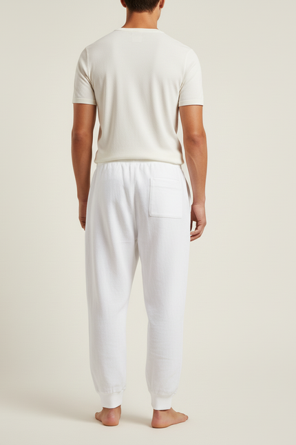 Pantalon Baggy Blanc Coton Ample Sport Homme Logo - Lin - vue 2