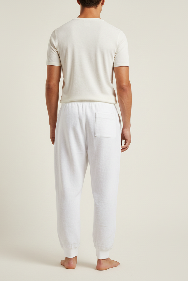 Pantalon Baggy Blanc Coton Ample Sport Homme Logo - Lin - vue 2