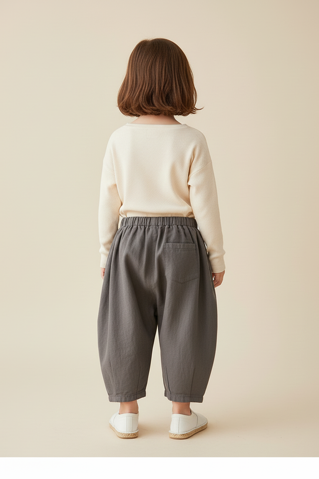 Pantalon Baggy Gris Ample Confortable Enfant Coton - vue 2