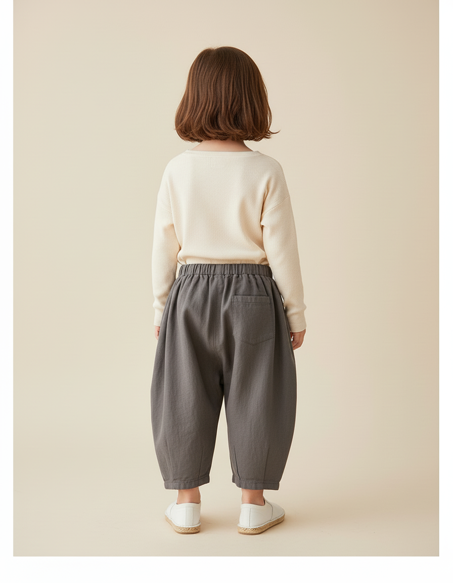 Pantalon Baggy Gris Ample Confortable Enfant Coton - vue 2