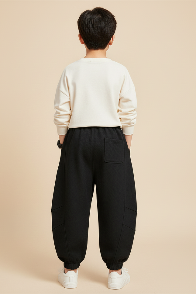 Pantalon Baggy Noir Ample Confortable Enfant - Molleton - vue 2