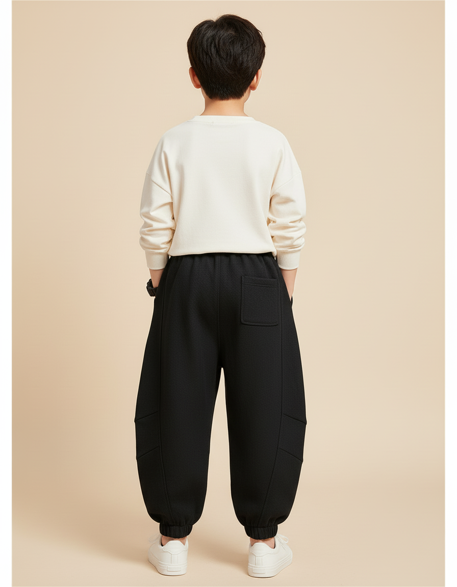 Pantalon Baggy Noir Ample Confortable Enfant - Molleton - vue 2