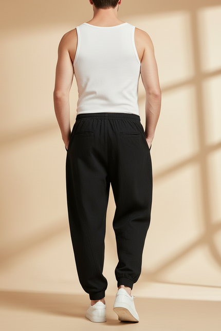 Pantalon Baggy Noir Lin Ample Dragon Homme - vue 2