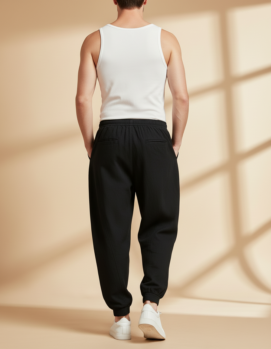 Pantalon Baggy Noir Lin Ample Dragon Homme - vue 2