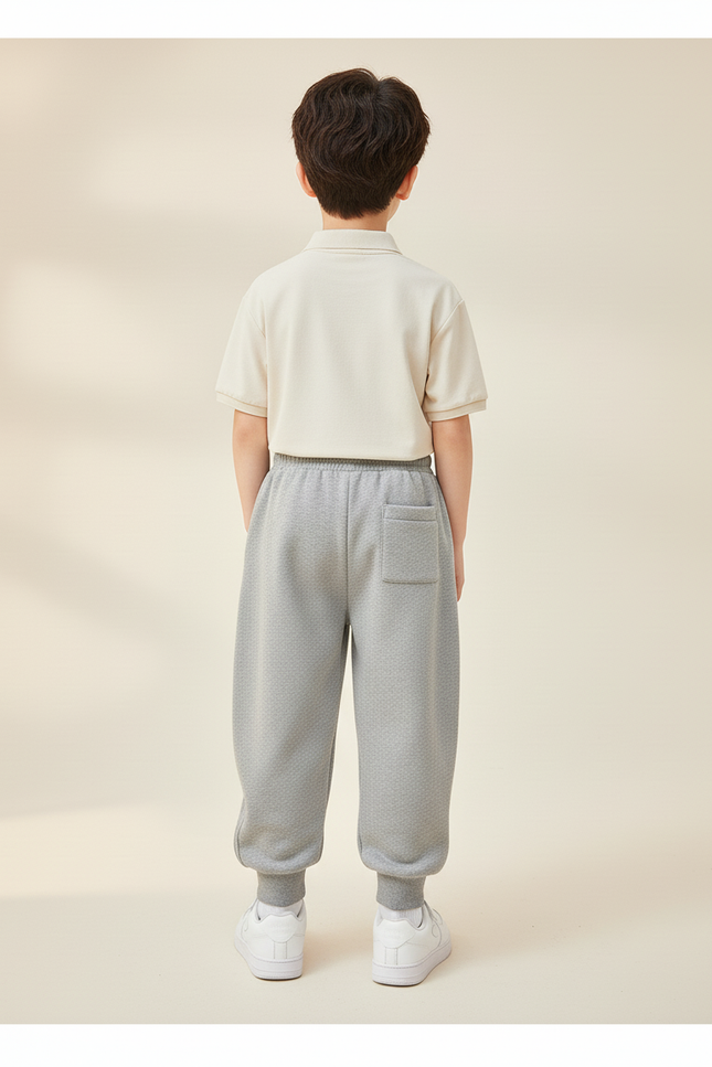 Pantalon Baggy Gris Coton Ample Garçon Rayé Doux - Molleton - vue 2
