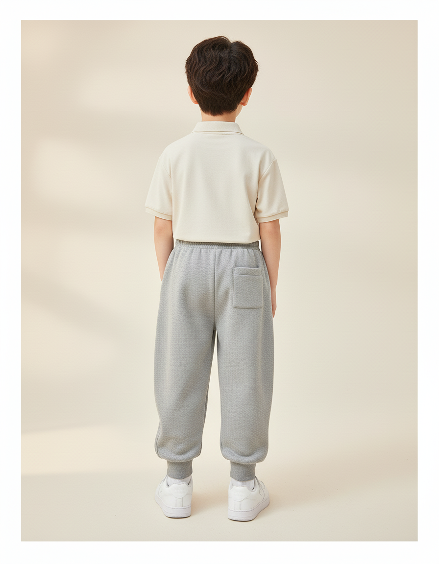 Pantalon Baggy Gris Coton Ample Garçon Rayé Doux - Molleton - vue 2