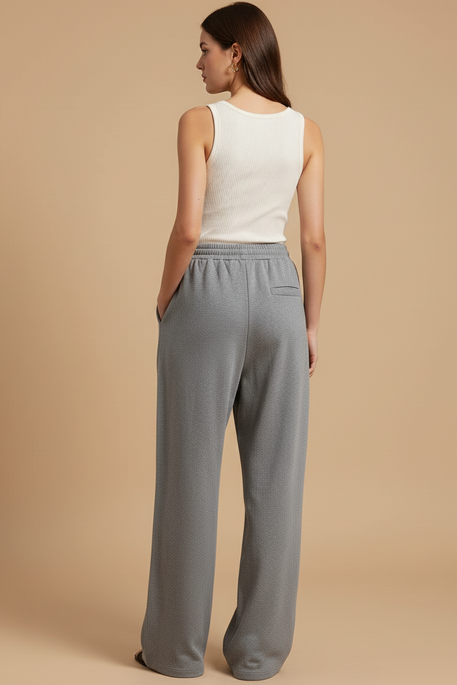 Pantalon Baggy Gris Ample Molletonné Décontracté Fluide - vue 2