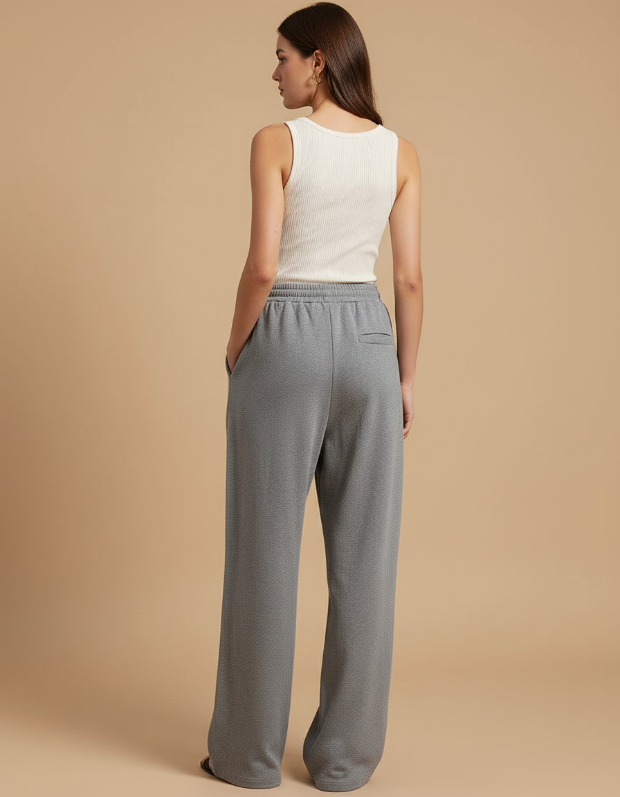 Pantalon Baggy Gris Ample Molletonné Décontracté Fluide - vue 2