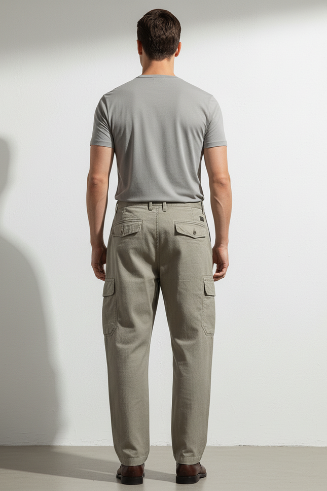 Pantalon Baggy Kaki Coton Cargo Ample Décontracté Homme - vue 2