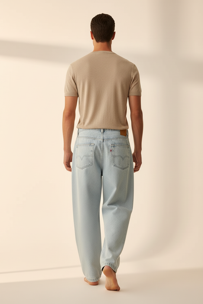 Pantalon Baggy Denim Bleu Clair Ample Streetwear Homme - Jean - vue 2