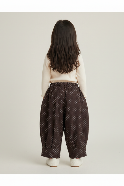 Pantalon Baggy Marron Ample Pois Coton Enfant - vue 2