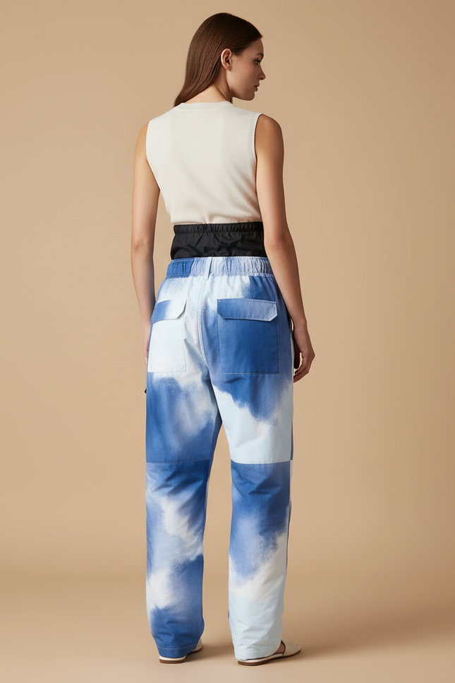Pantalon Baggy Bleu Nuage Imprimé Ceinture Ample - Polyester - vue 2