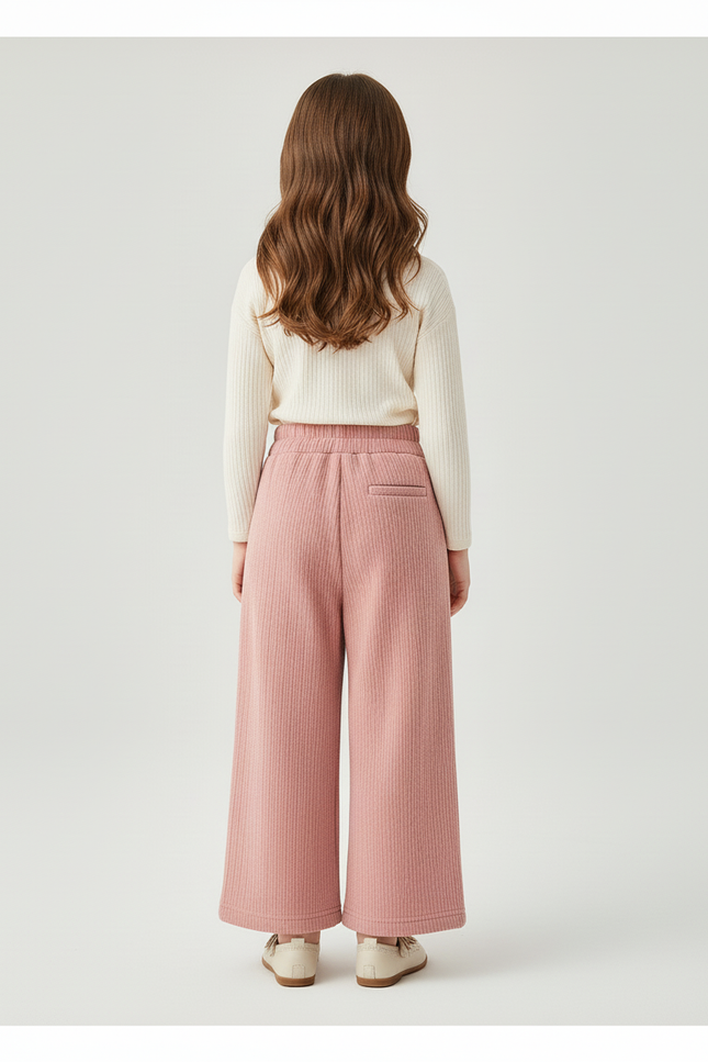 Pantalon Baggy Rose Côtelé Ample Élastique Enfant - Cordé - vue 2