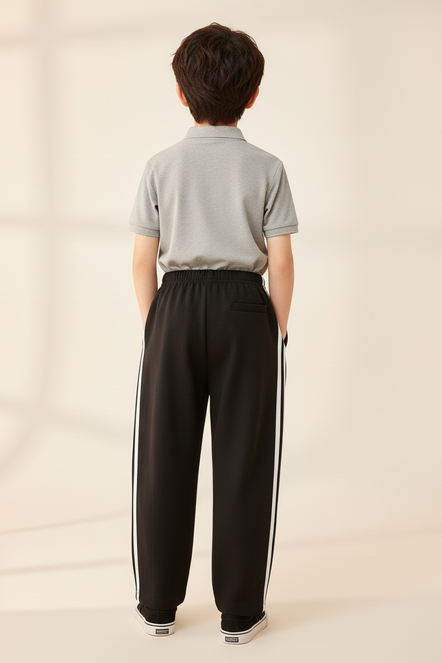 Pantalon Baggy Noir Ample Rayures Blanches Enfant Sport - Molleton - vue 2