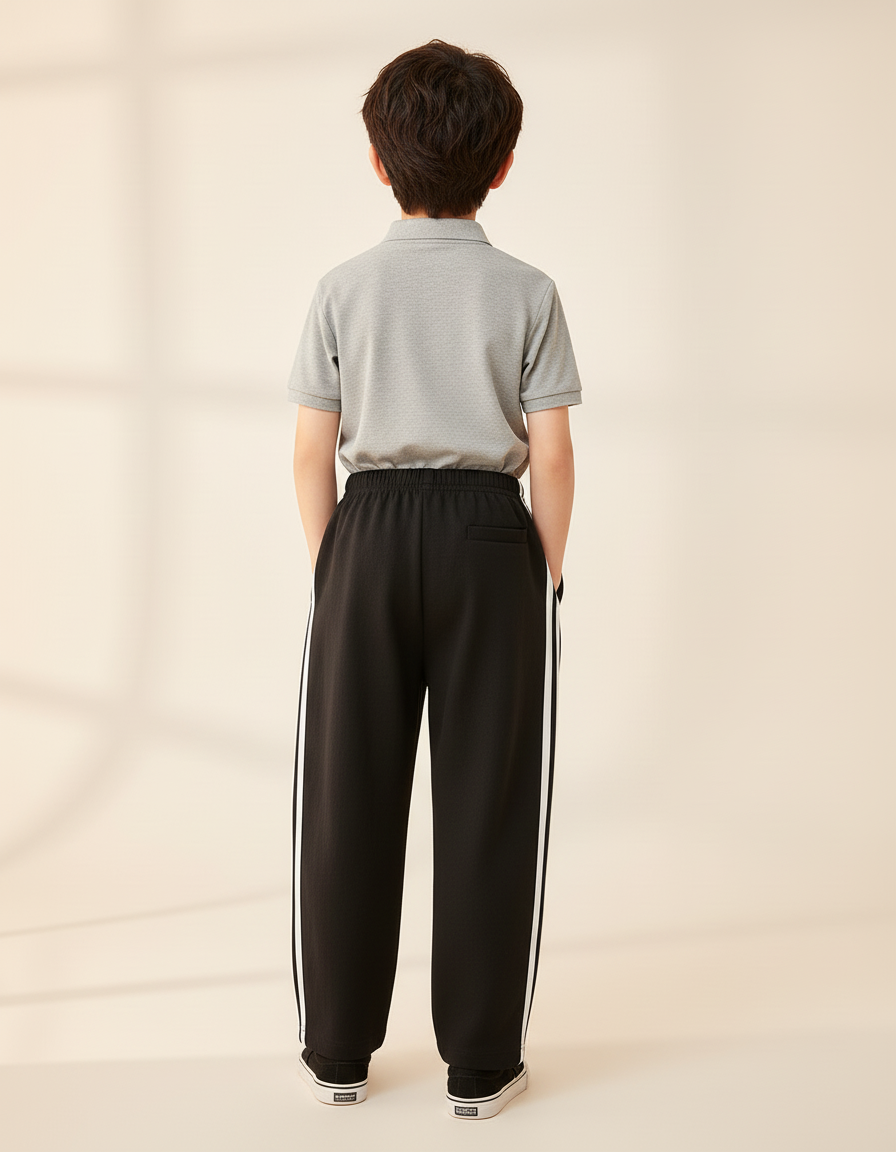 Pantalon Baggy Noir Ample Rayures Blanches Enfant Sport - Molleton - vue 2
