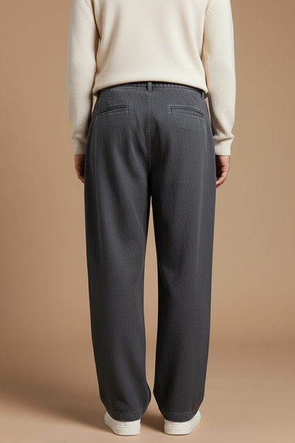 Pantalon Baggy Gris Ample Décontracté Homme Coton - Jean - vue 2