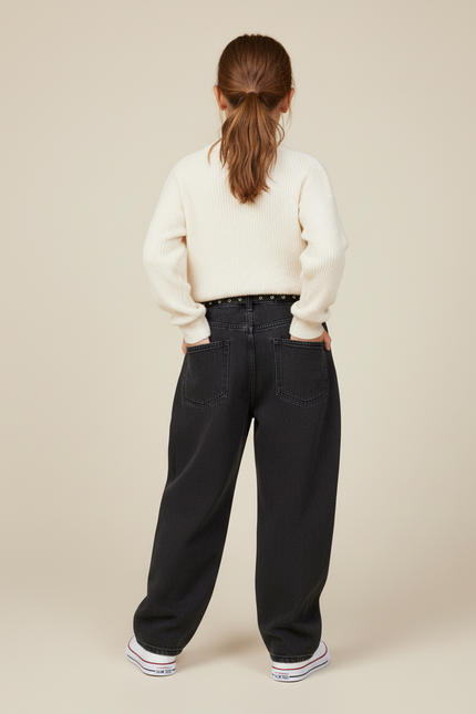 Pantalon Baggy Noir Étoiles Jaunes Ample Décontracté - Jean - vue 2