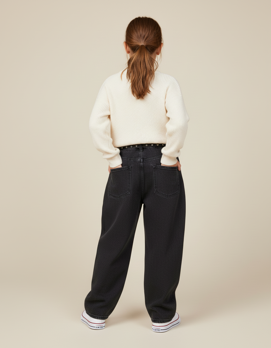 Pantalon Baggy Noir Étoiles Jaunes Ample Décontracté - Jean - vue 2