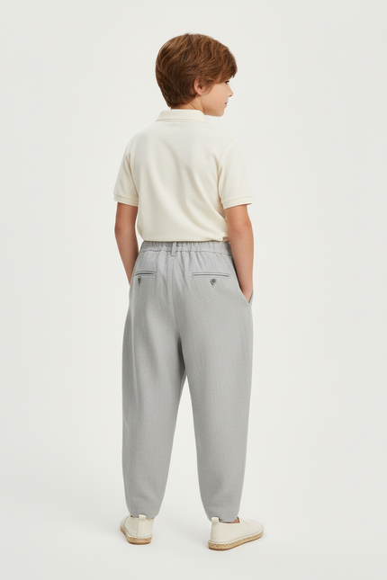 Pantalon Baggy Gris Plissé Ample Coton Enfant - vue 2