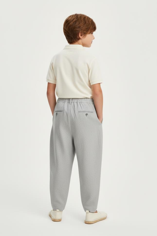 Pantalon Baggy Gris Plissé Ample Coton Enfant - vue 2