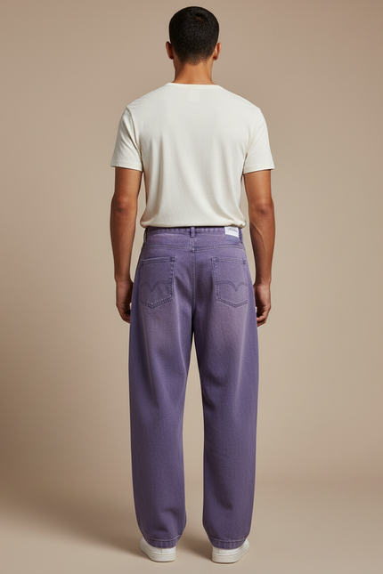 Pantalon Baggy Violet Droit Rayures Décontracté Homme - Jean - vue 2