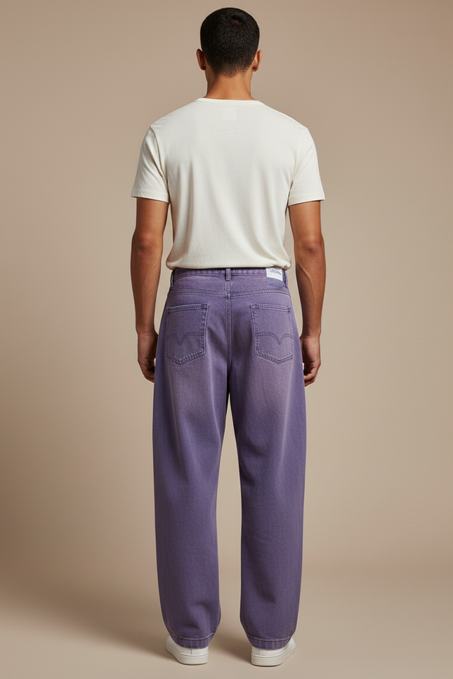 Pantalon Baggy Violet Droit Rayures Décontracté Homme - Jean - vue 2
