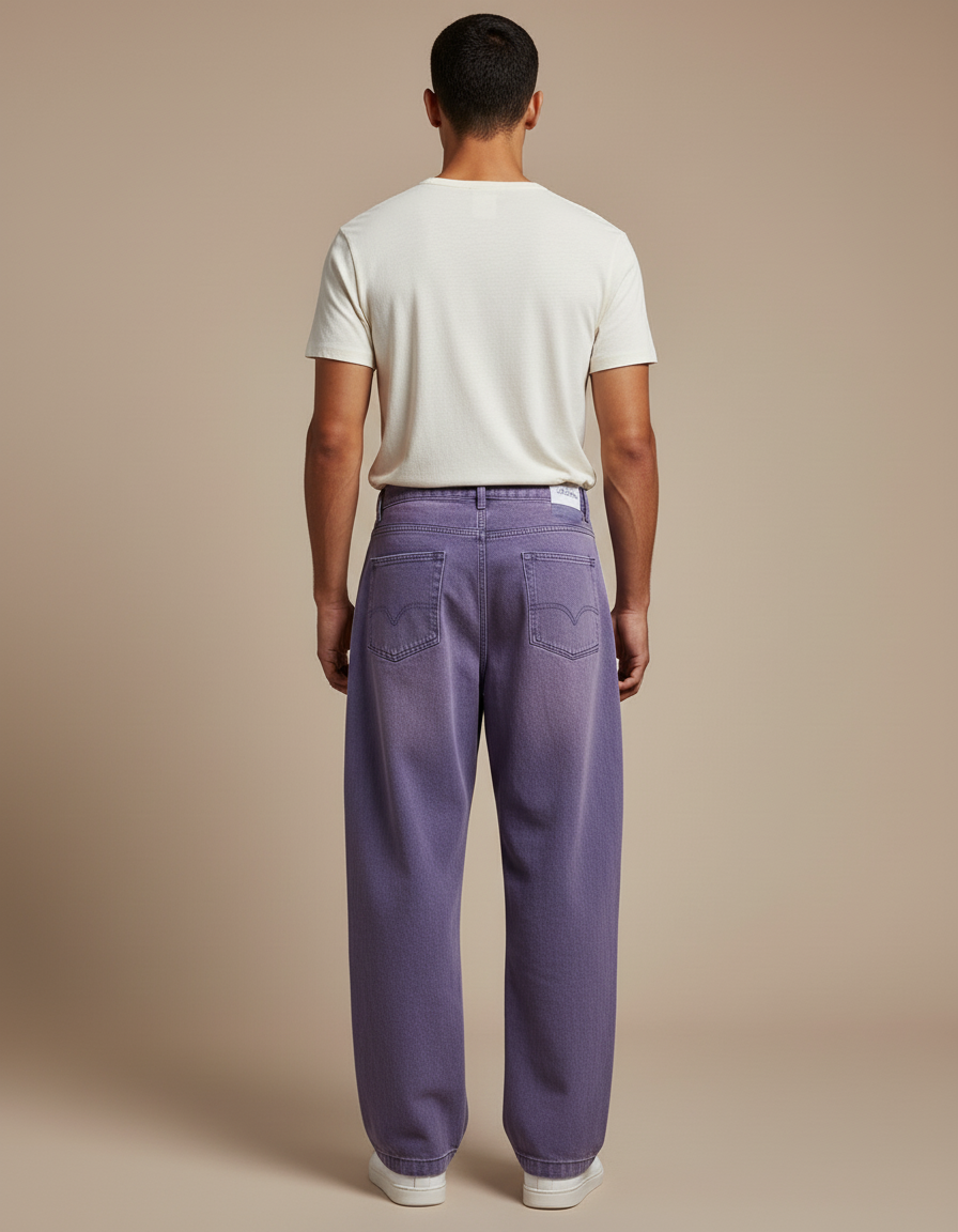 Pantalon Baggy Violet Droit Rayures Décontracté Homme - Jean - vue 2